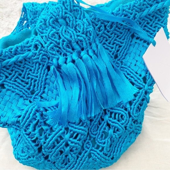 Camila Mesar Maxi Amor Dormido Mochila Drawstring Bucket Bag NWT Turquoise - Picture 12 of 13